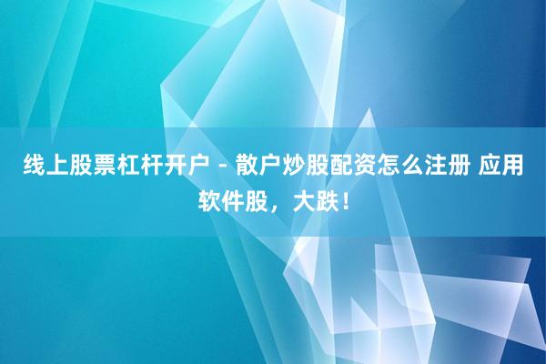 线上股票杠杆开户 - 散户炒股配资怎么注册 应用软件股，大跌！